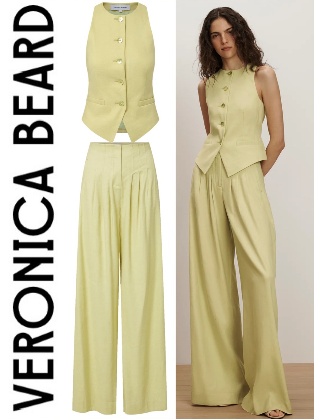 Veronica Beard Hoyt Wide Leg Pant & Hartwell Tailored Vest